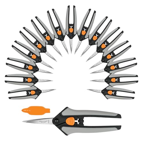 Fiskars 6" Steel Micro-Tip Pruning Snip Set, Garden Scissors, 15-Pack | For Trimming & Shaping Small Plants, Stainless Steel Blades, Easy Action Spring, Symmetrical SoftGrip Handles, Blade Covers - style: Snips (15-Pack)