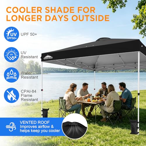 EAGLE PEAK 12x12 Pop Up Canopy Tent Easy Up Canopy Outdoor, Black - color: Black, size: 12x12