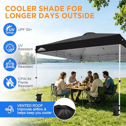 EAGLE PEAK 12x12 Pop Up Canopy Tent Easy Up Canopy Outdoor, Black - color: Black, size: 12x12