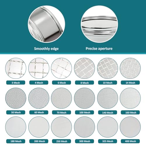 Full 304 Stainless Steel Mesh Sieve Screen, LVDALAB 180 Mesh (0.09mm) Aperture, 2.4inch(6CM) Dia Standard Sample Analysis Test Sieves Sifters Strainer for Industrial Laboratory Homes - size: 180 Mesh(0.09mm)/Ф2.4in(6CM)