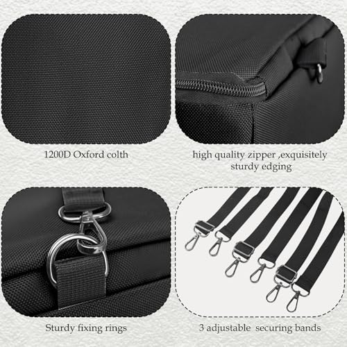 1Pcs Hay Bag for Horse,Slow Feed Bag Heavy Duty 1200D Oxford Fabric Hay Bag with Front Hay Nets Design and Zipper Large Top Load Feeding Bag for Horses and Livestock,24x11x24 Inch,Black