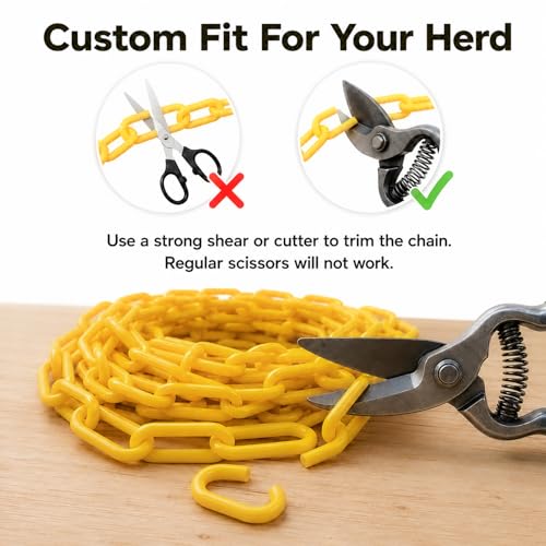 10FT Cut-to-Fit Livestock Goat Collar with Quick Links | Custom Length, Lightweight, Sturdy, Plastic Chain Goat Collars for Mini Goats, Does, Bucks, Sheep