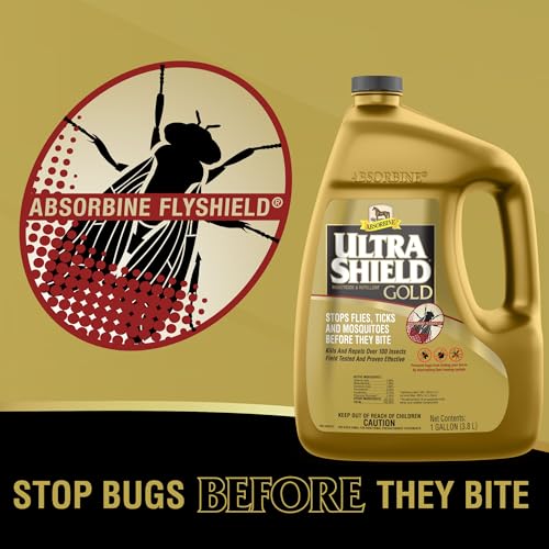 Absorbine UltraShield Gold 128oz Insecticide & Repellent for 100+ Insects, Use on Horses - size: 128 Ounce w/o Sprayer