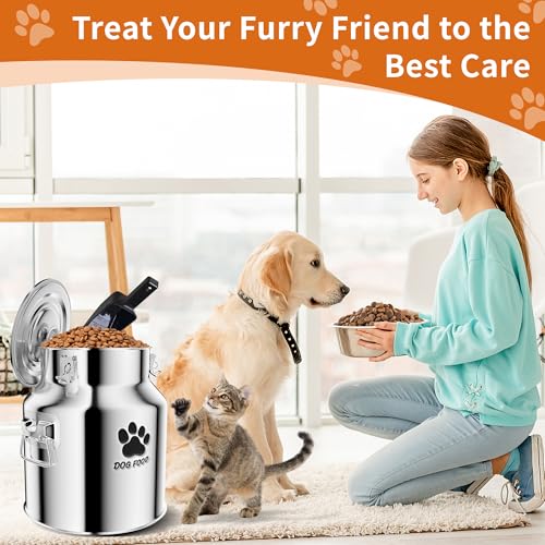18Lbs Metal Dog Food Storage Container，Stainless Steel Dog Food Storage Container