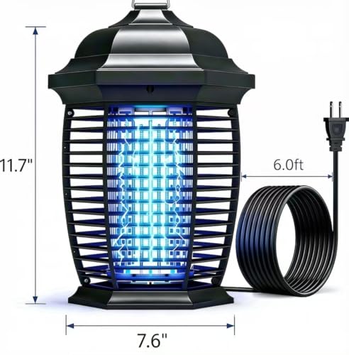 20W 4200V Electric Bug Zapper, IPX4 Waterproof Mosquito Zapper, Indoor Outdoor Insect Killer with 6ft Cord for Patio Garage Backyard.