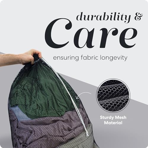 Handy Laundry Mesh XL Laundry Bag 24"x36", Heavy Duty Drawstring, Black - color: Black