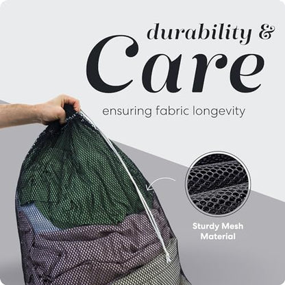 Handy Laundry Mesh XL Laundry Bag 24"x36", Heavy Duty Drawstring, Black - color: Black