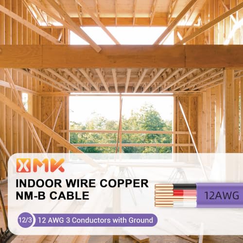 XMK 10FT NM-B 12/3 Wire with Ground,12 Gauge 3 Conductor Electrical Wire - size: 10ft, style: 12 AWG-3 Conductor w/ Ground