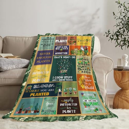 Gardening Lover Gifts Throw Blanket for Women Plant Gardeners Blanket Garden Blankets Plush Cozy Flannel Fleece Fuzzy Party Blanket 50"X40" - color: Gardening Plant, size: 50"x40"