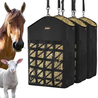 Ultra Slow Feed Horse Hay Bag, Net Front Design, 3 Pack Black - color: 3 Black