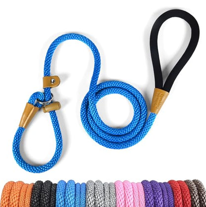 Dog Leash Slip Lead Braided Rope Pet Training Loop Leashes 5ft 6ft 8ft - color: Blue