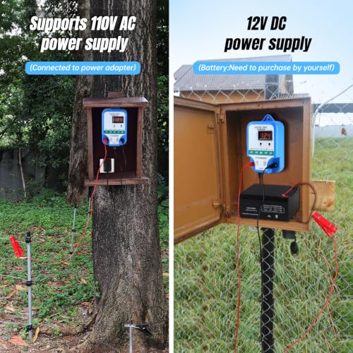 Electric Fence Charger - Multi-Powered, 12 kV 3 Joules High-Power Output Energizer with LED Display, Repels Large Wildlife - Ideal for Livestock, Pet, Poultry, Gardens, Orchards Protection