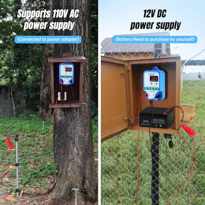 Electric Fence Charger - Multi-Powered, 12 kV 3 Joules High-Power Output Energizer with LED Display, Repels Large Wildlife - Ideal for Livestock, Pet, Poultry, Gardens, Orchards Protection