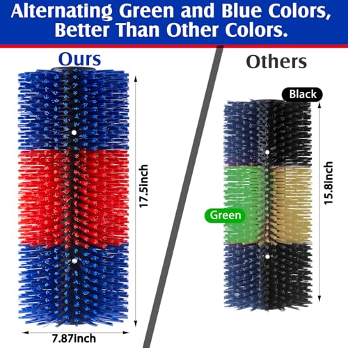 3 Pack Livestock Scratching Brush, Blue and Red - color: Blue and Red