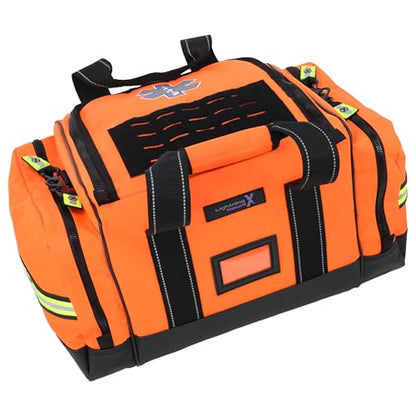 Lightning X Personalized EMT Trauma Bag – Large ALS Medical Bag with 6 Color-Coded Pouches, MOLLE Panel, Waterproof Bottom, Reflective EMS Gear, Custom Embroidered Name or Logo | LXMB35 - color: Orange