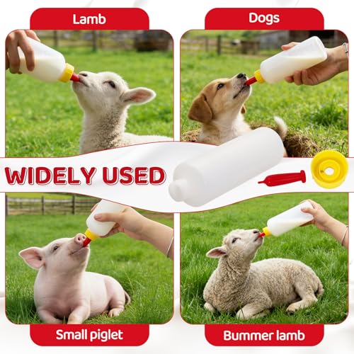 500ml Goat & Lamb Feeding Bottles, 6 Pack Lamb Feeding Bottle with Goat Nipples Kit for Feeding Baby Goat,Piglet,Puppy, Small Farm Animal Milk Feeder Bottles Set