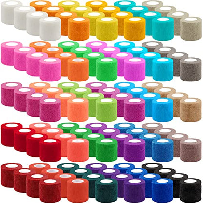BQTQ 120 Rolls Elastic Adhesive Tape 2 Inch Self Adherent Stretch Bandages - color: Rich Color, size: 2 Inch