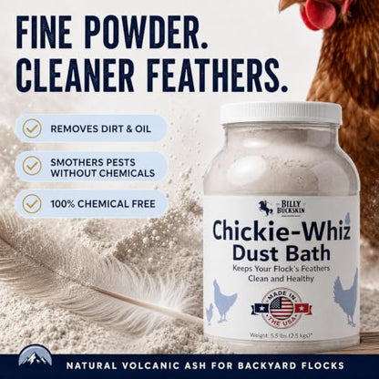4 x 5.5lb Chickie Whiz Dust Bath, All-Natural Chickie Whiz Dust Bath Powder for Chickens for Healthier Chicken Eggs, Clean, Healthy Chickens Other Small Pet Animals by Billy Buckskin Co. - size: 4 x 5.5 LB
