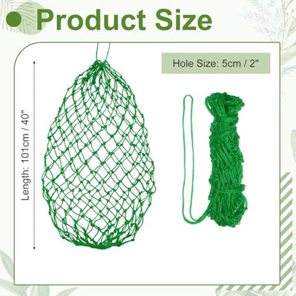 Slow Feeder Hay Net, 40" Length 2" Holes Strong Load-Bearing, Nylon Slow Feed Bag Hay Feeder, (Green, 1 Pcs), Intended for Horses/Goats/Trailer/Stall - color: Green