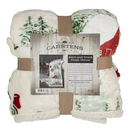 Carstens, Inc. Ultra Premium Super Soft Plush Sherpa Fleece Oversized Throw Blanket 54" x 68", Barn & Truck - color: Barn & Truck