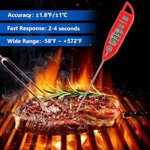 BOMATA 2 Pack Waterproof IPX7 Meat Thermometer, Food Thermometer - color: Black & Red