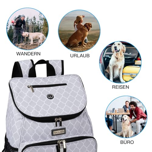 BAGLHER丨Dog Travel Bag, Airline Approved Pet Supplies Backpack, Dog Travel Backpack with 2 Silicone Collapsible Bowls and 2 Food Baskets - color: DLWhite-A