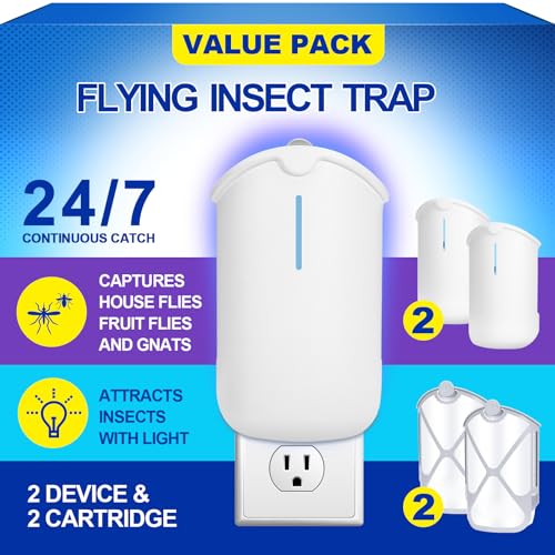 2 Flying Insect Traps & 2 Cartridges - Compatible with Refills