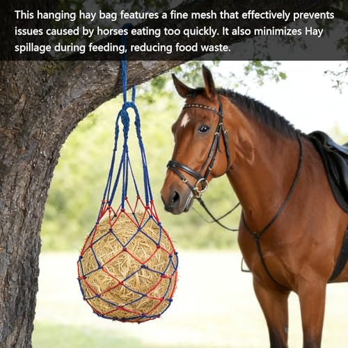 2 Pcs Slow Feed Hay Net for Horses, 34 Inch Hay Bags, Blue - size: Blue