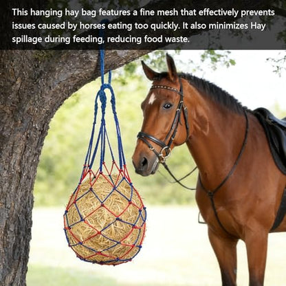 2 Pcs Slow Feed Hay Net for Horses, 34 Inch Hay Bags, Blue - size: Blue