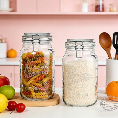 eleganttime 1 Gallon Mason Jars Wide Mouth 2 Pack,128 oz Large Glass Jar with Airtight Lid,Big Pickle Jar for Food Storage,Canning,Pickling, Fermentation and Preservation - color: 2pcs-1 Gallon
