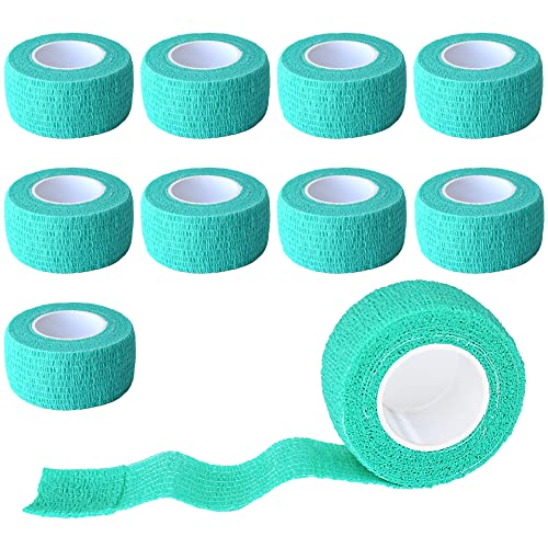 1 Inch Self Adhesive Bandage Wrap, 9 Pack, Middle Green - color: Middle Green, size: 1 Inch