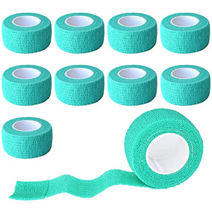 1 Inch Self Adhesive Bandage Wrap, 9 Pack, Middle Green - color: Middle Green, size: 1 Inch