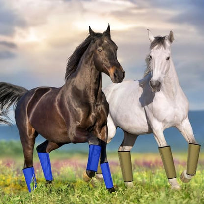 Jexine 8 Pcs Mesh Fly Boots for Horse - color: Dark Blue Brown