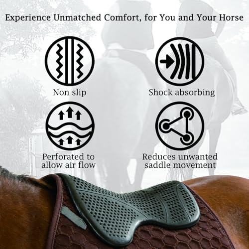 THREE ARCHERS Silicone Gel Saddle Pad for Horses - Non Slip & Shock Absorbing Horse Saddle Pad, Comfortable All Purpose Western/English Riding Saddle Pad, Washable & Durable Design