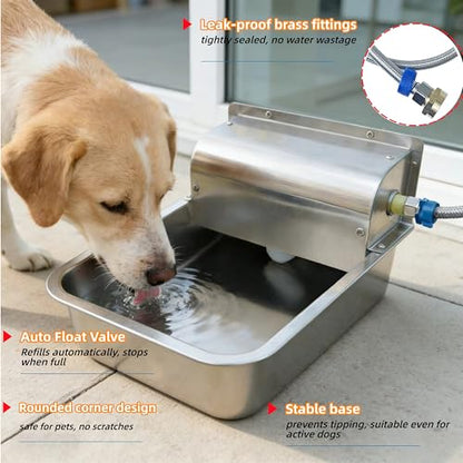Stainless Steel Automatic Dog Water Dispenser,Adjustable Float Valve - size: Large - Adjustable Water Level