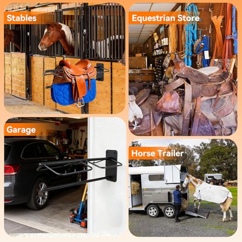2 Pack Saddle Rack with Pad Bar, Heavy-Duty Wall Mounted Saddle Stand