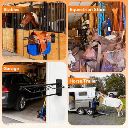 2 Pack Saddle Rack with Pad Bar, Heavy-Duty Wall Mounted Saddle Stand