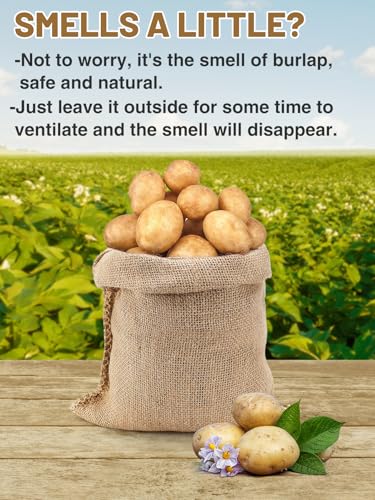 4Pcs 14"x20" Breathable Natural Burlap Bags with Rope for Potato Storage | Reusable, Thickened Jute Food Storage Sacks, Helps Potatoes/ Onions/ Root Vegetables Stay Fresh - size: 14'' x 20''