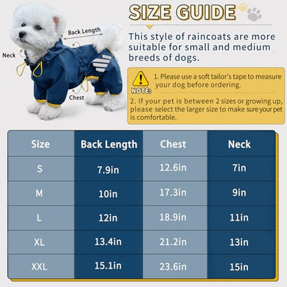 Dog Raincoat, Waterproof Dog Rain Jacket with Hood, Rain Coat with Leash Hole, Reflective Strap for Small Medium Dogs, Lightweight Puppy Clothes(Blue,S) - color: Blue, size: S(Back Length12'')