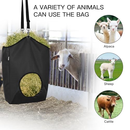 3 Packs Black Goat Hay Feeder, Hay Bags for Goats, Horses, Sheep - color: 3Black