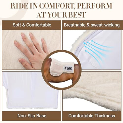 Sadnyy Western Horse Saddle Pad with Non-Glare Number Pockets, Hypo-allergenic Synthetic Fleece Non-Slip Brush Cotton Underside Gel Insert Compatible Durable Equine Supplies Suitable for Competitions