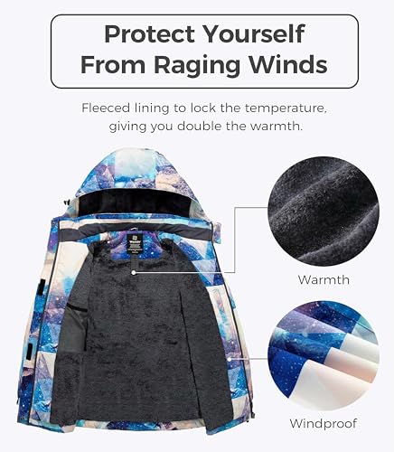wantdo Women Hardshell Waterproof Windproof Insulated Ski Trekking Jacket - color: Mountain Flora, size: Small