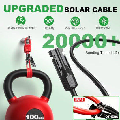 Oududuanzi Tinned Copper Solar Extension Cable 50FT 12AWG with Connectors - size: 48FT