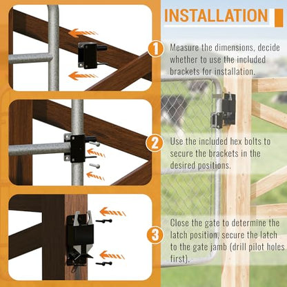 2 Way Farm Gate Latch Heavy Duty Lockable Livestock Gate Latch, 1 Pack