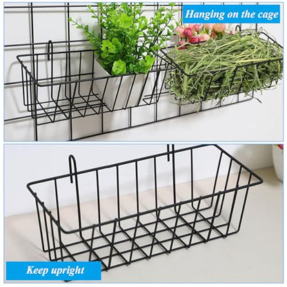 6 Pack Hay Feeder Rabbit with Hooks Heavy Duty, 9x4x3 Inch - color: Black