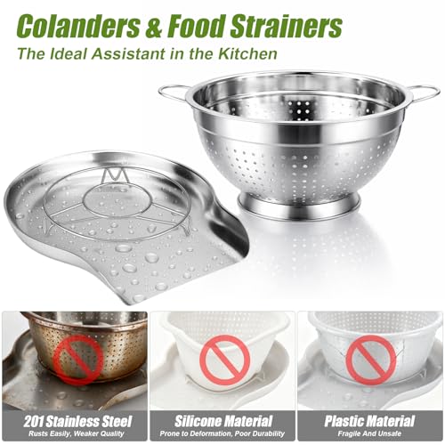 Palksky Stainless Steel Colander Set with Handles & Self-Draining Base, 3 Sizes (7”, 9”, 11”), Heavy Duty Pasta Strainer, Rice & Vegetable Strainer, Countertop Draining System - color: 3 Sizes Colander Set with Handles & Self-Draining Base