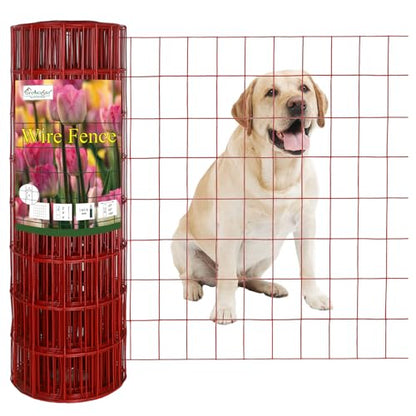 Red PVC Coated Welded Wire Fence 24" x 50' Roll, 2"x3" Mesh, 16 Gauge - color: Red, size: 2''x3'' 16GA 24''x50'