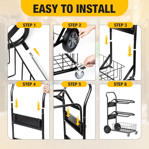 Heavy Duty Rolling Saddle Rack Cart with Basket | Foldable Horse Tack Dolly, for Western & English Saddles, Bridles, Helmets, Horse Gear Storage, Show Cart for Easy Transport
