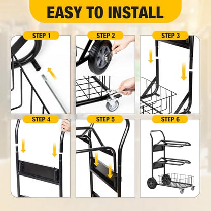 Heavy Duty Rolling Saddle Rack Cart with Basket | Foldable Horse Tack Dolly, for Western & English Saddles, Bridles, Helmets, Horse Gear Storage, Show Cart for Easy Transport