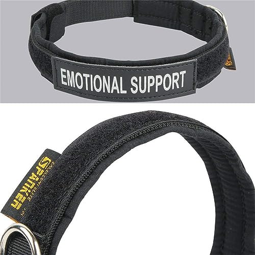 EXCELLENT ELITE SPANKER Military Nylon Small Puppy Dog Collar with Padded | Tactical Adjustable Pet Collar Heavy Duty Quick-Release & Lightweight No-Choke for Small Medium Breeds with Patches - color: Black, size: XS-(10.6"-15")